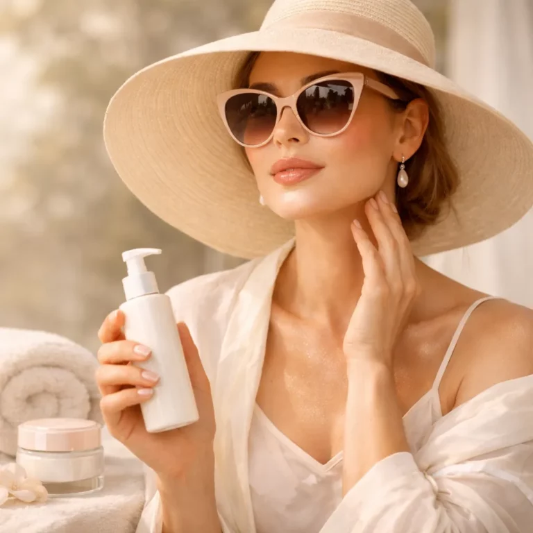 Close-up portrait of a smiling woman with natural makeup resting her face on her hand in soft lighting